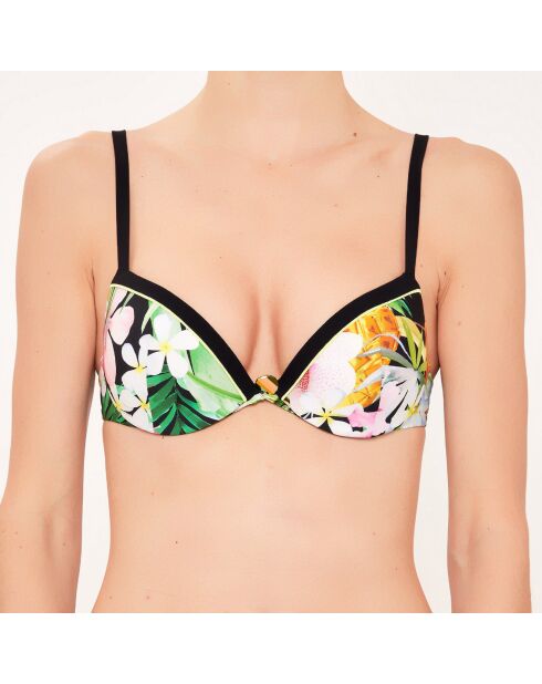 Haut de maillot de bain Corbeille à coques noir/vert