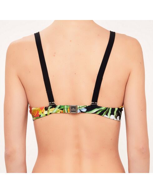 Schwarz/grünes Triangel-Badeanzugoberteil mit Bügeln