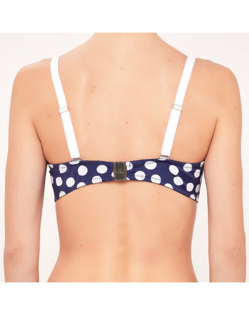 Blaues Badeanzugoberteil mit Muschelstirnband