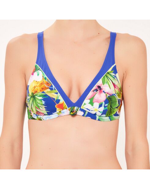 Top de baño triangular azul con aros