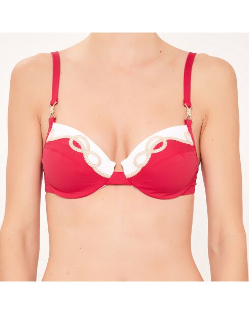 Top da bagno morbido con cornice rossa