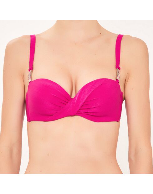 Fuchsiafarbenes Bandeau-Bikinioberteil von Swarovski® Jewel Shell