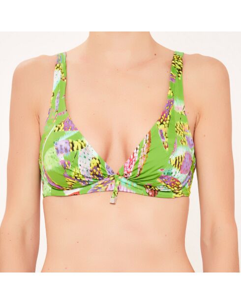 Top de baño triangular con aros verdes