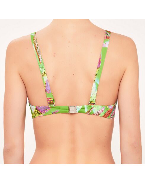 Top de baño triangular con aros verdes