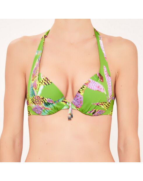 Top da bagno a triangolo con conchiglie verdi