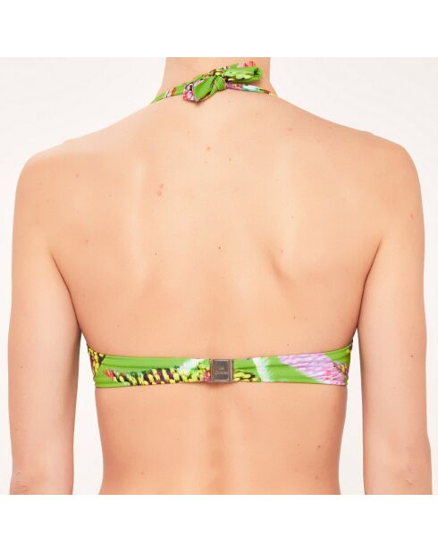 Top da bagno a triangolo con conchiglie verdi