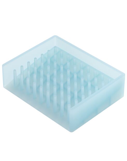 Porte-savon en silicone Float transparent/bleu - 8.5x11 cm