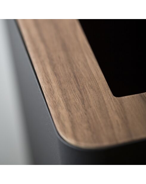 Quadratischer Mülleimer aus schwarzem Holz - 15x28x30 cm