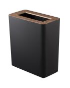 Poubelle carrée noir/bois - 15x28x30 cm