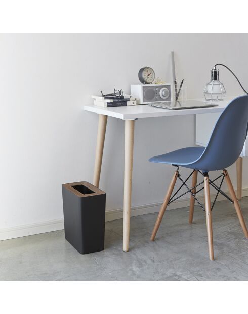 Quadratischer Mülleimer aus schwarzem Holz - 15x28x30 cm