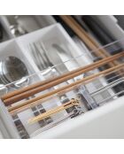 Rangement pour couverts extensible avec glissière blanc - 24.6x25x5.7 cm