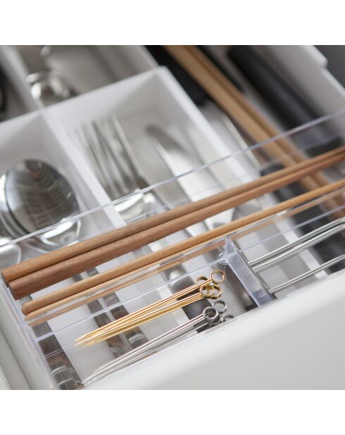 Rangement pour couverts extensible avec glissière blanc - 24.6x25x5.7 cm