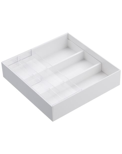 Uitschuifbare bestekorganizer met witte schuif - 24,6x25x5,7 cm