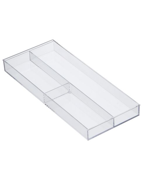 Uitschuifbare bestekorganizer met witte schuif - 24,6x25x5,7 cm