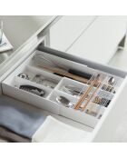 Rangement pour couverts extensible avec glissière blanc - 24.6x25x5.7 cm