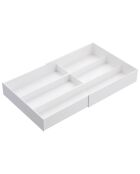Rangement pour couverts extensible avec glissière blanc - 24.6x25x5.7 cm