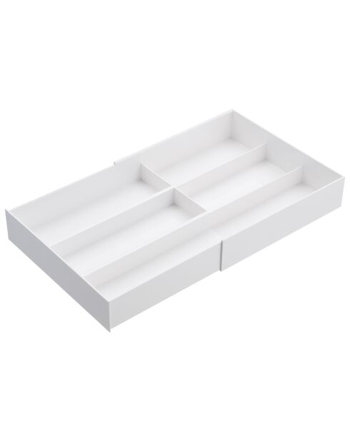 Uitschuifbare bestekorganizer met witte schuif - 24,6x25x5,7 cm