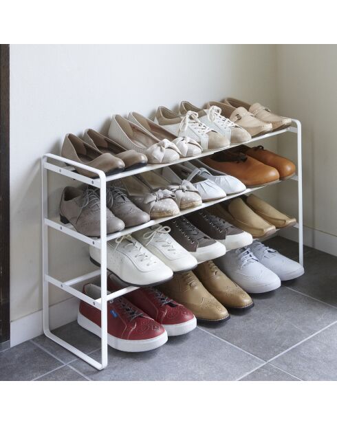 Étagère à chaussures extensible 3 niveaux blanche - 25x41x46 cm