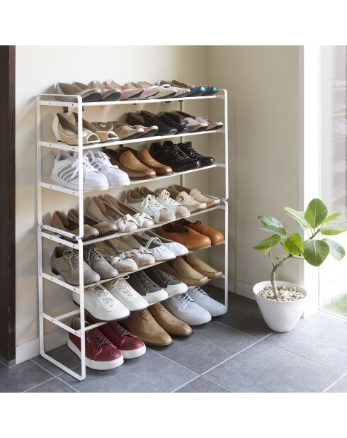 Étagère à chaussures extensible 3 niveaux blanche - 25x41x46 cm