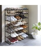 Étagère à chaussures extensible 3 niveaux noire - 25x41x46 cm