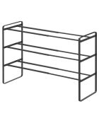 Étagère à chaussures extensible 3 niveaux noire - 25x41x46 cm