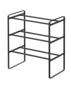 Étagère à chaussures extensible 3 niveaux noire - 25x41x46 cm