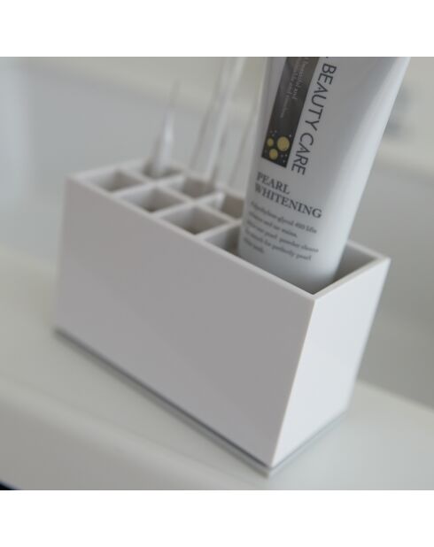 Porte brosses à dents & dentifrice Brume blanc - 5x11x6 cm