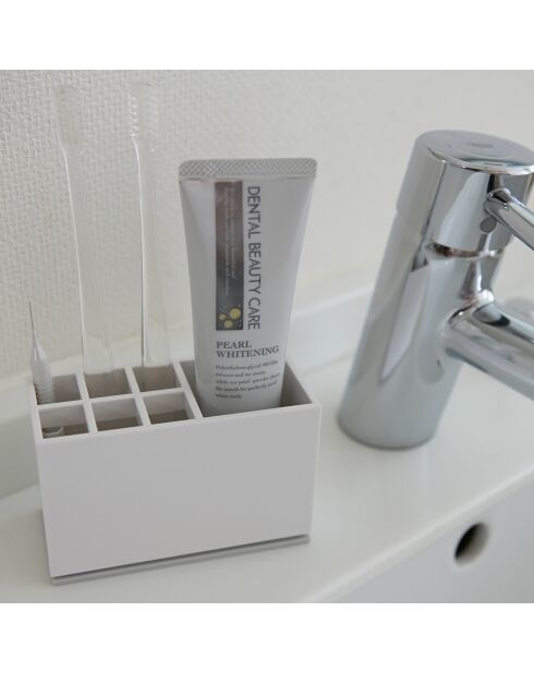 Porte brosses à dents & dentifrice Brume blanc - 5x11x6 cm