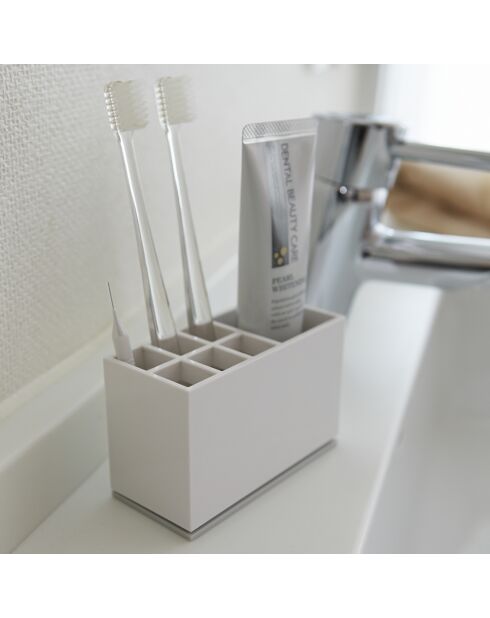 Porte brosses à dents & dentifrice Brume blanc - 5x11x6 cm