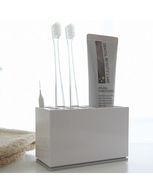 Porte brosses à dents & dentifrice Brume blanc - 5x11x6 cm