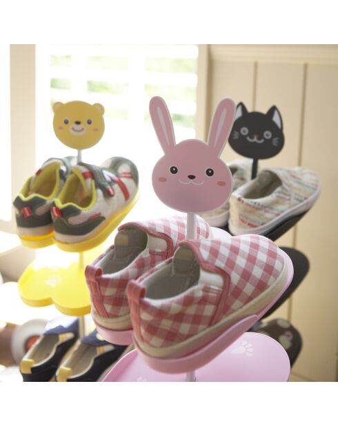 Étagère à chaussures pour enfant Lapin rose - 18x18x67 cm