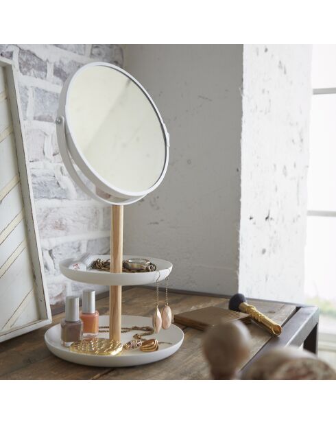 Miroir Tosca avec plateaux pour accessoires blanc - 16x17.5x33 cm
