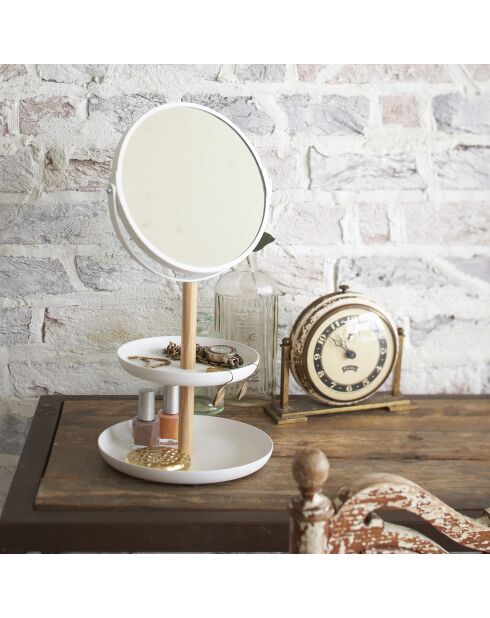 Miroir Tosca avec plateaux pour accessoires blanc - 16x17.5x33 cm