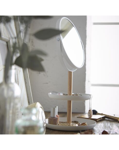 Miroir Tosca avec plateaux pour accessoires blanc - 16x17.5x33 cm