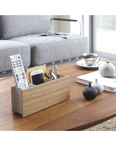 Rangement pour stylos et télécommandes chêne - 7x25x10.2 cm