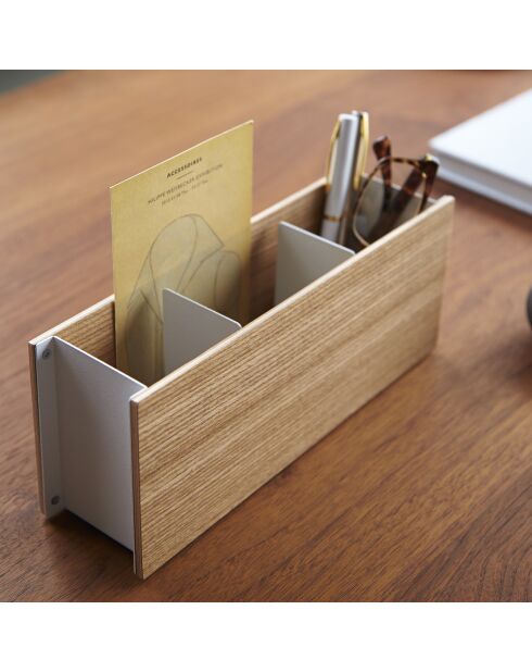 Rangement pour stylos et télécommandes chêne - 7x25x10.2 cm