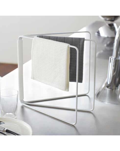 Porte-torchons pliable Tour blanc - 2.2-54.5x27.5-53.5x25 cm