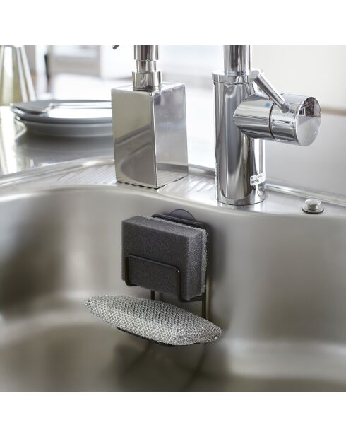 Portaspugna Tour con ventosa nera - 6,3x7,5x12,7 cm