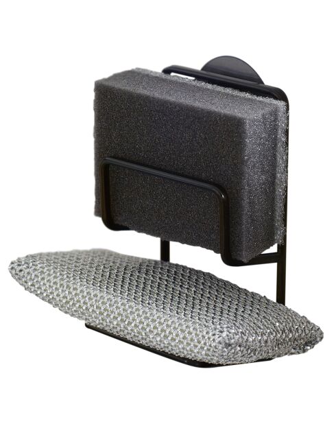 Portaspugna Tour con ventosa nera - 6,3x7,5x12,7 cm