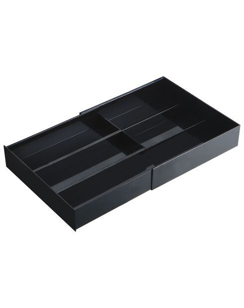 Rangement pour couverts extensible avec glissière noir - 24.6x25x5.7 cm