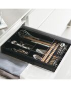Rangement pour couverts extensible avec glissière noir - 24.6x25x5.7 cm