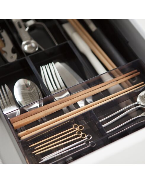 Portaposate allungabile con scivolo nero - 24,6x25x5,7 cm