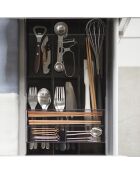 Rangement pour couverts extensible avec glissière noir - 24.6x25x5.7 cm