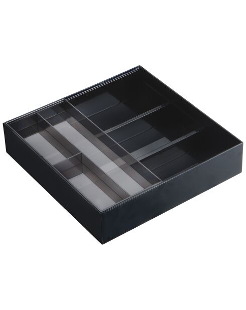 Rangement pour couverts extensible avec glissière noir - 24.6x25x5.7 cm