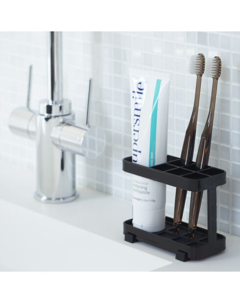 Porta spazzolino e dentifricio Tour nero - 5x11x8 cm