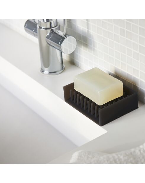 Porte-savon en silicone Float noir - 8.5x11 cm