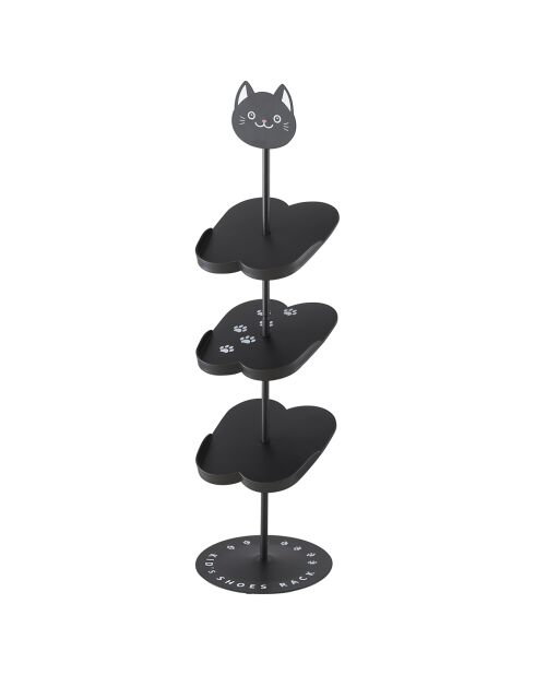 Étagère à chaussures pour enfant Chat noire - 18x18x64.5 cm