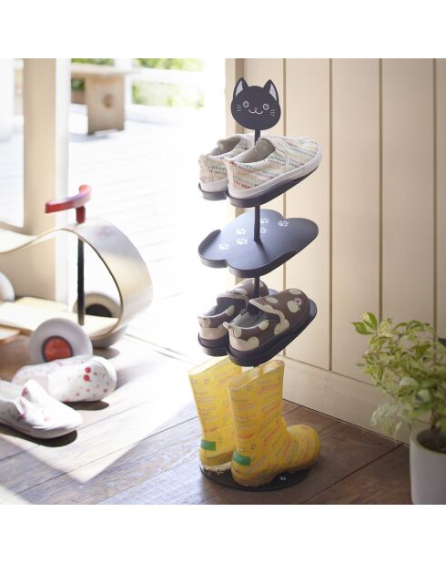 Étagère à chaussures pour enfant Chat noire - 18x18x64.5 cm