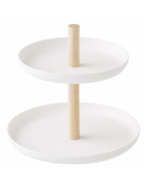 Double plateau de rangement Tosca blanc - D.16xH.15 cm