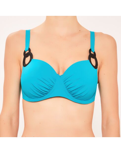 Top da bagno Basket con conchiglie color acqua